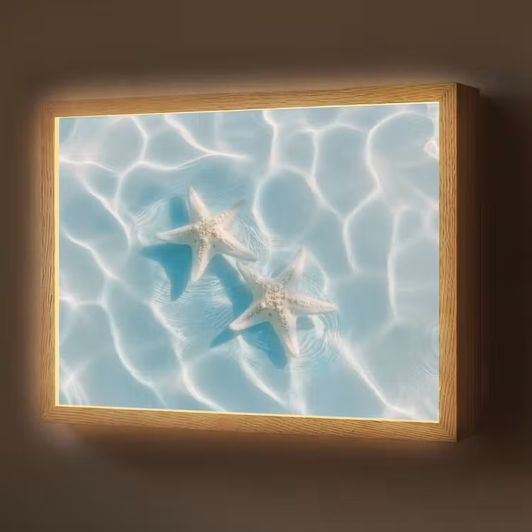 Lightbox - Wandlamp - Zeesterren - Golvend water - Rustgevend — 1