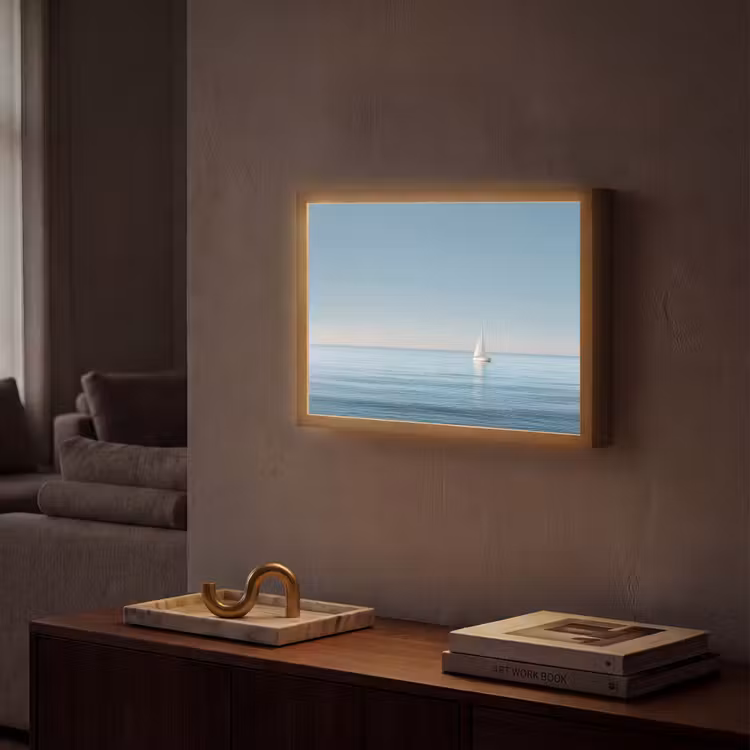 Lightbox - Wandlamp - Zeilbootje - Kalme zee - Helderblauwe hemel — 2