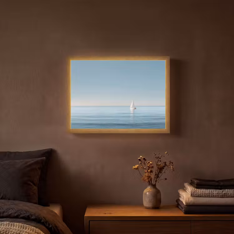 Lightbox - Wandlamp - Zeilbootje - Kalme zee - Helderblauwe hemel — 3
