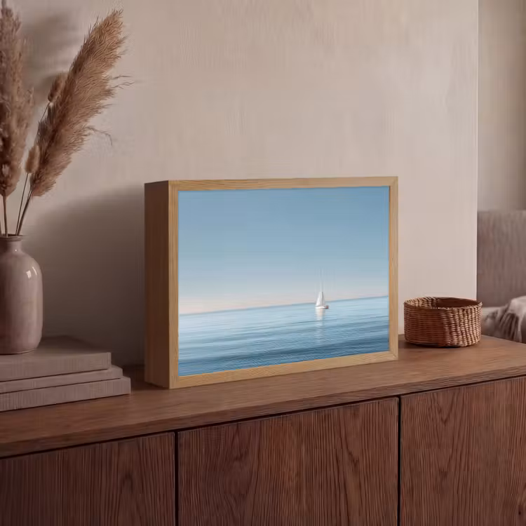 Lightbox - Wandlamp - Zeilbootje - Kalme zee - Helderblauwe hemel — 4