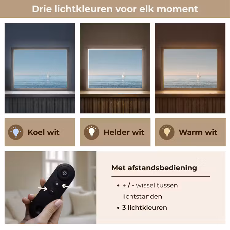 Lightbox - Wandlamp - Zeilbootje - Kalme zee - Helderblauwe hemel — 8