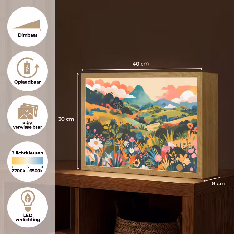 Lightbox - Wandlamp - Zonlicht - Heuvels - Wolkenlucht — 10