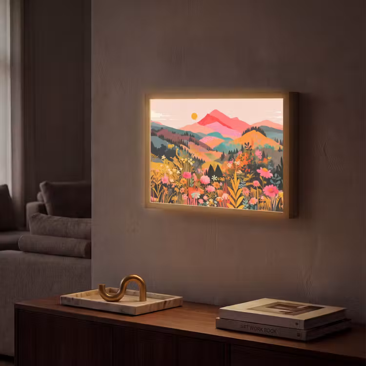 Lightbox - Wandlamp - Zonsondergang - Bergvallei - Contrast — 2