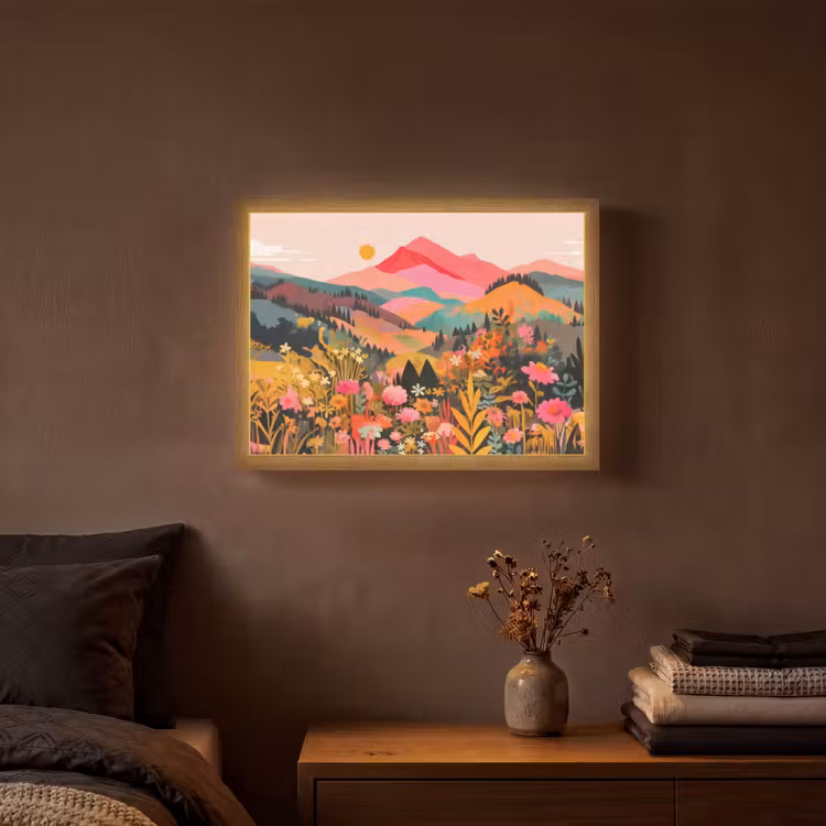 Lightbox - Wandlamp - Zonsondergang - Bergvallei - Contrast — 3