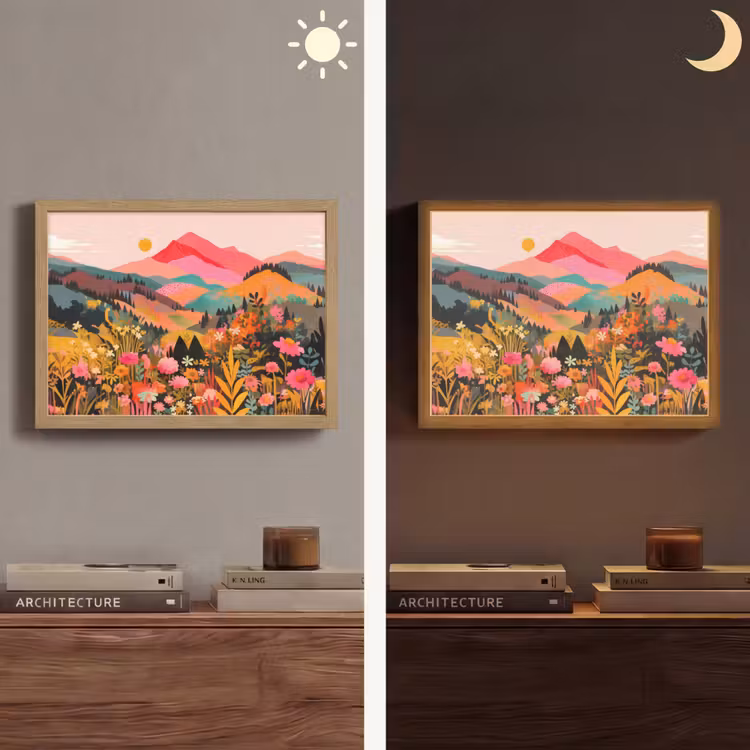 Lightbox - Wandlamp - Zonsondergang - Bergvallei - Contrast — 6