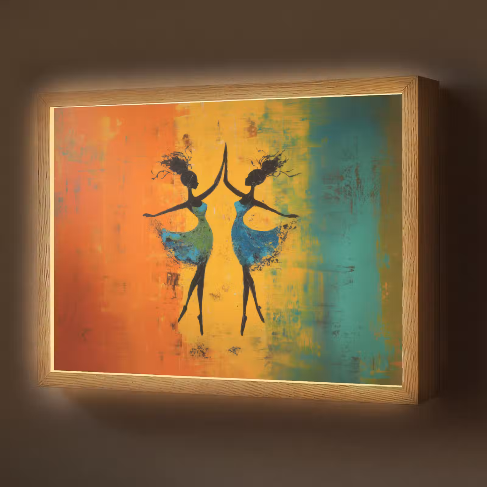 Lightbox - Wandlamp - Dansen - Vrouwen - Verfstructuur — 1