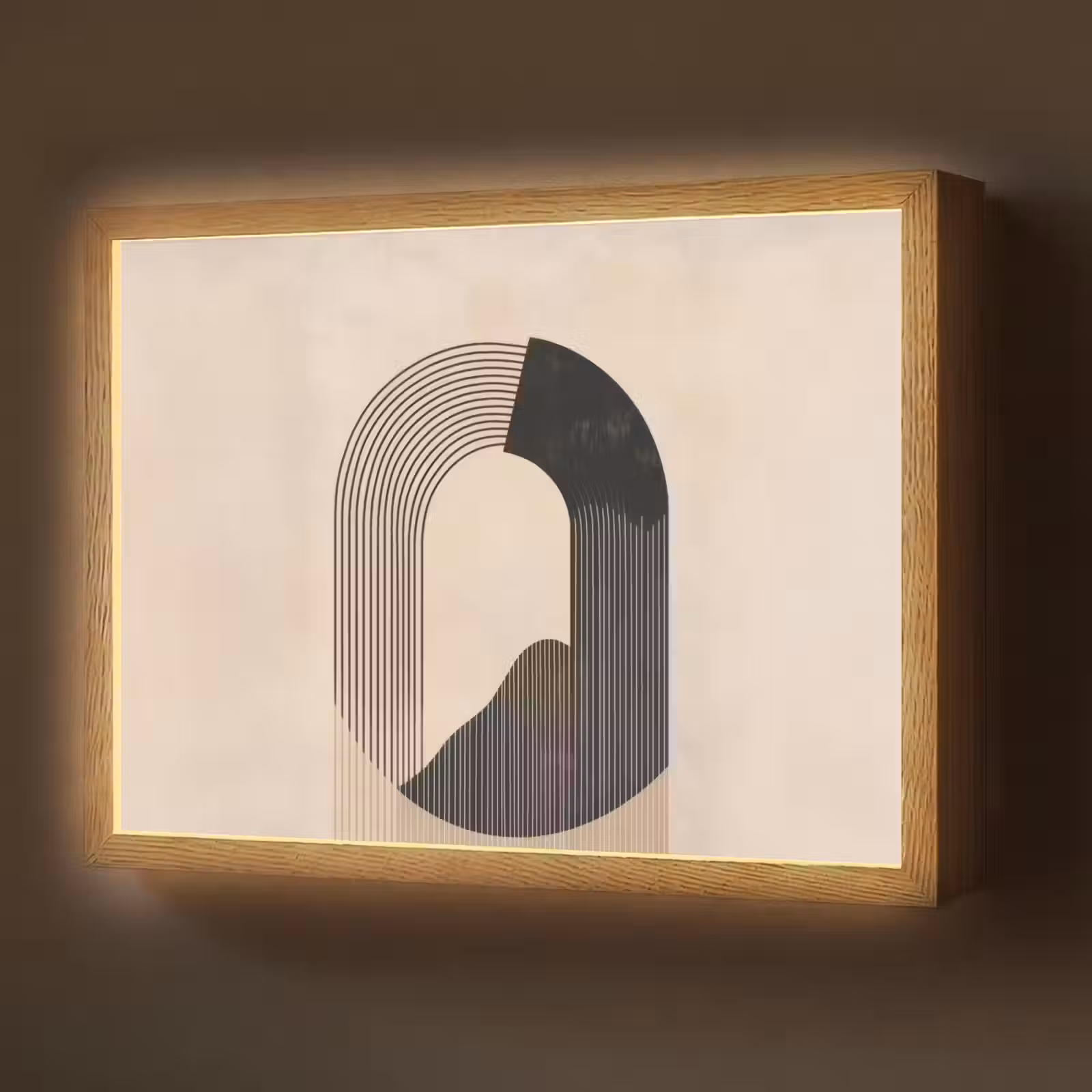 Lightbox - Wandlamp - Grafisch gebogen motief - Beige — 1