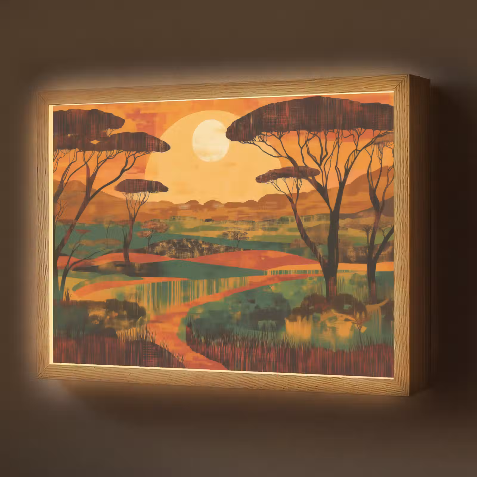 Lightbox - Wandlamp - Landschap - Afrikaans - Zon — 1