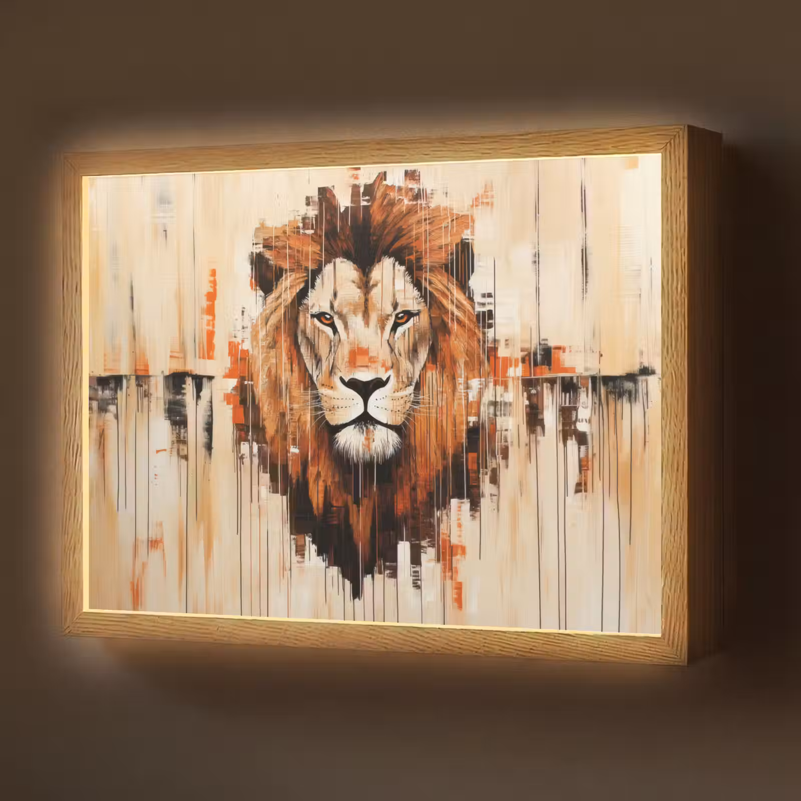 Lightbox - Wandlamp - Leeuwenkop - Lijnen - Crème — 1