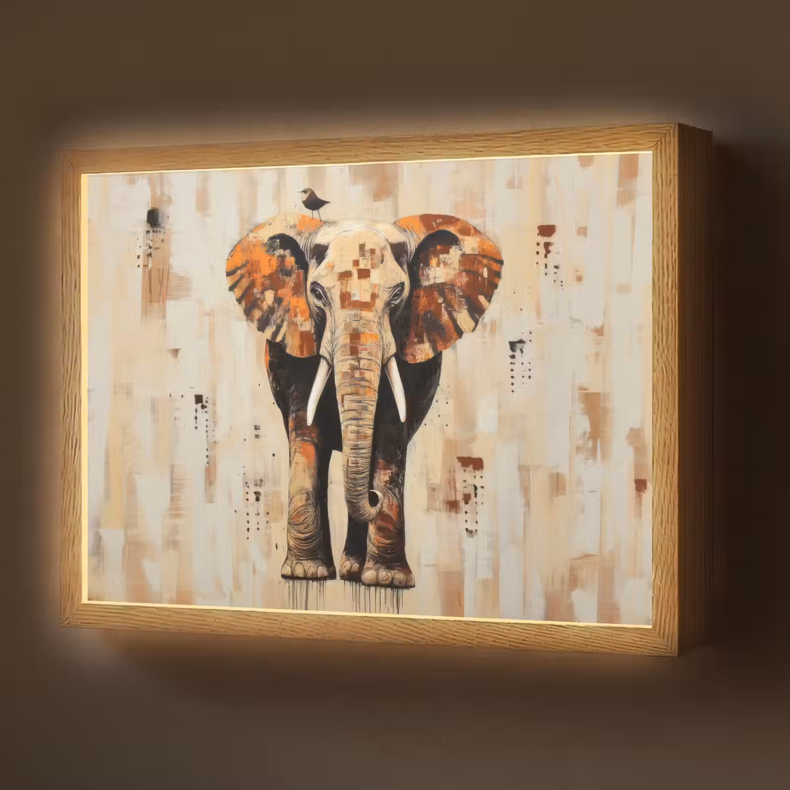 Lightbox - Wandlamp - Olifant - Slurf - Mozaïek - Abstract — 1