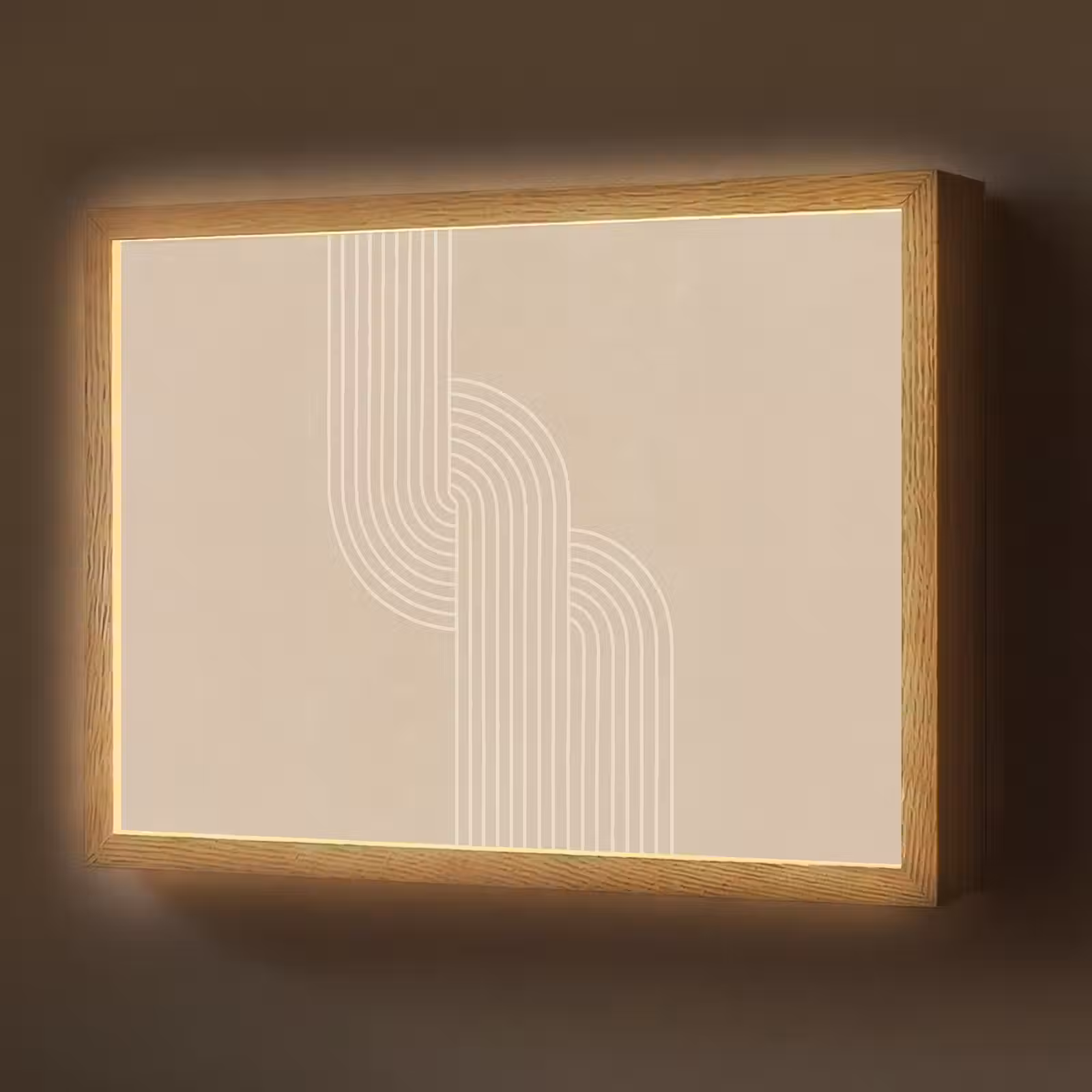 Lightbox - Wandlamp - Parallelle lijnen - Lichte textuur - Beige — 1