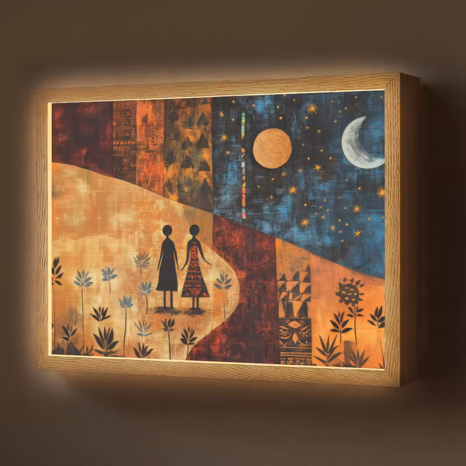 Lightbox - Wandlamp - Silhouetten - Abstract - Zon - Maan — 1