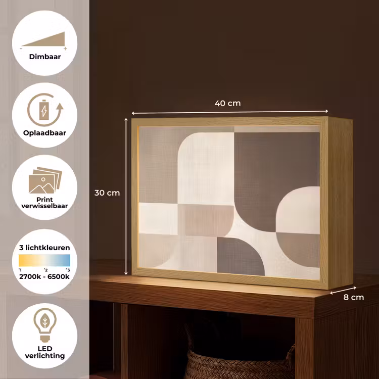 Lightbox - Wandlamp - Geometrisch - Geweven structuur - Modern — 10