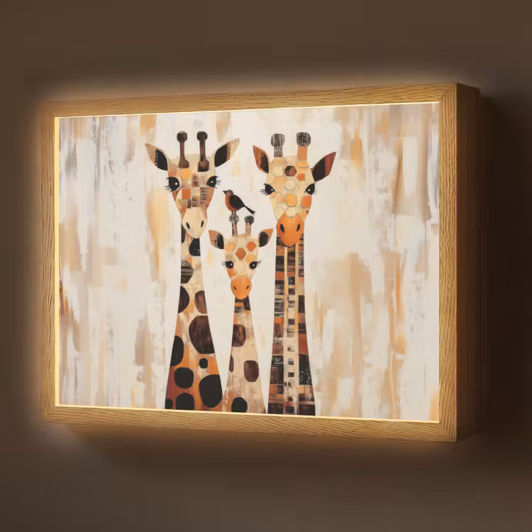 Lightbox - Wandlamp - Giraffen - Cartoon - Crème — 1