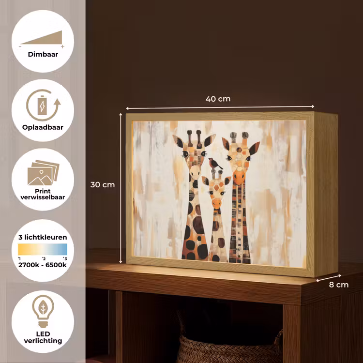 Lightbox - Wandlamp - Giraffen - Cartoon - Crème — 10