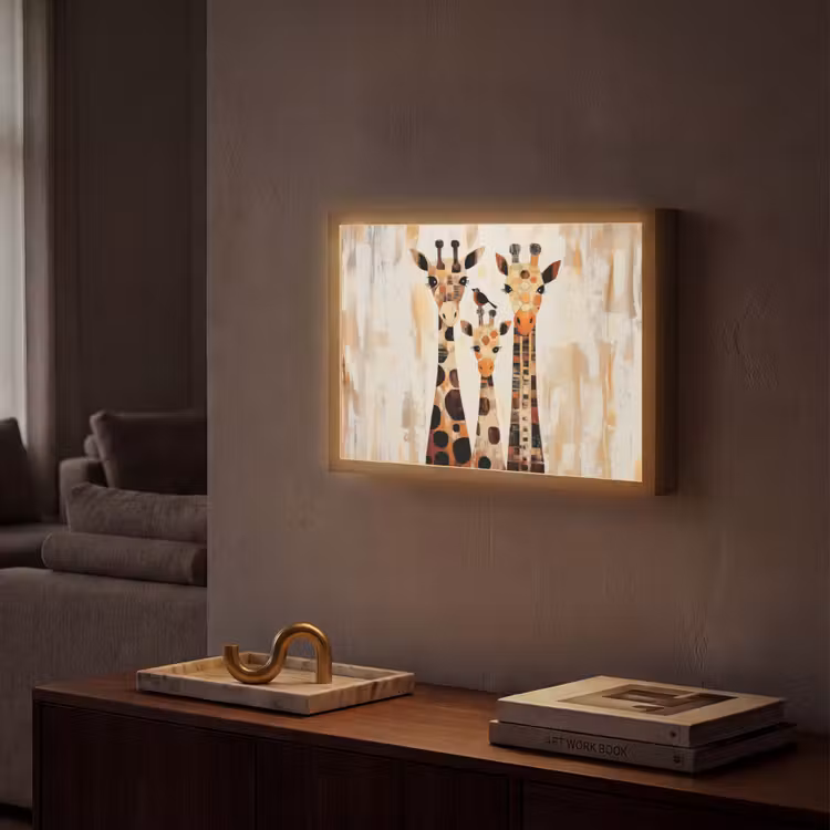Lightbox - Wandlamp - Giraffen - Cartoon - Crème — 2