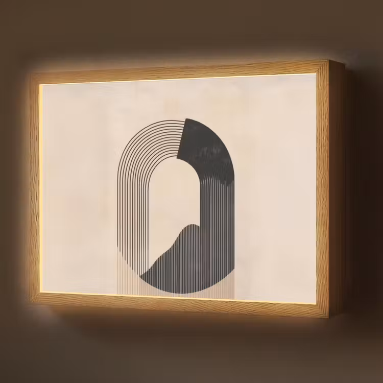 Lightbox - Wandlamp - Grafisch gebogen motief - Beige — 1