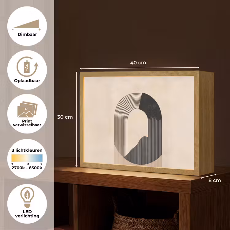 Lightbox - Wandlamp - Grafisch gebogen motief - Beige — 10