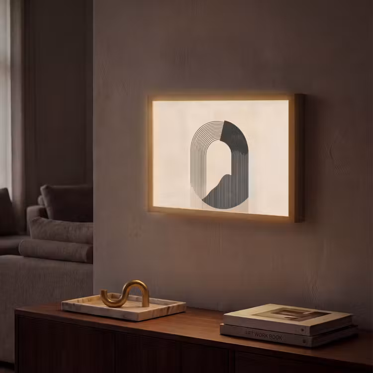 Lightbox - Wandlamp - Grafisch gebogen motief - Beige — 2