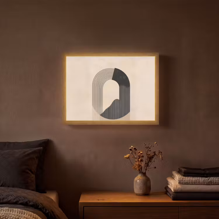 Lightbox - Wandlamp - Grafisch gebogen motief - Beige — 3