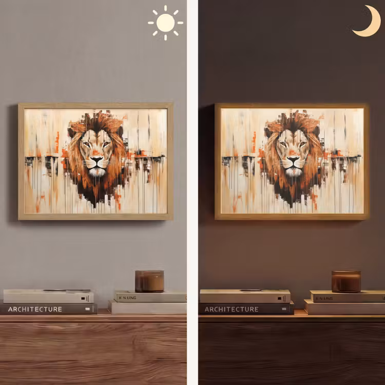 Lightbox - Wandlamp - Leeuwenkop - Lijnen - Crème — 6