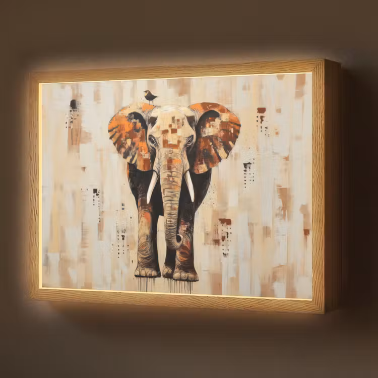 Lightbox - Wandlamp - Olifant - Slurf - Mozaïek - Abstract — 1