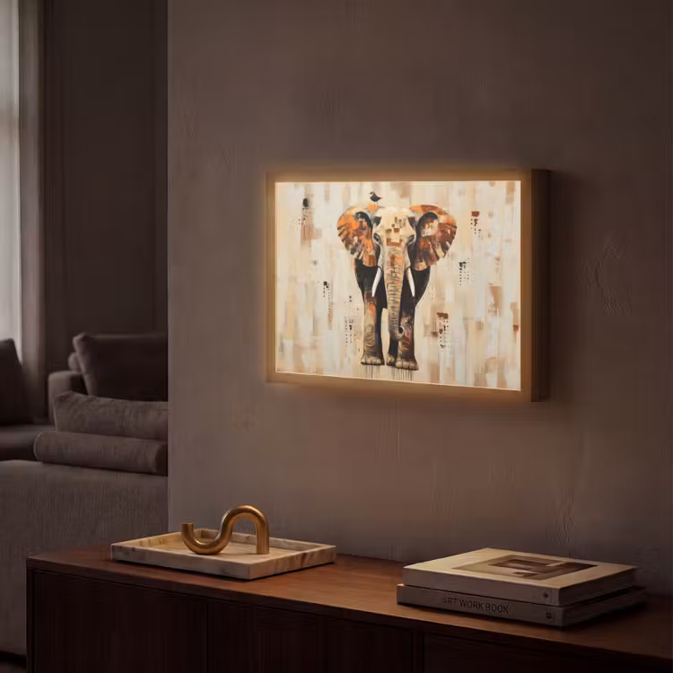 Lightbox - Wandlamp - Olifant - Slurf - Mozaïek - Abstract — 2