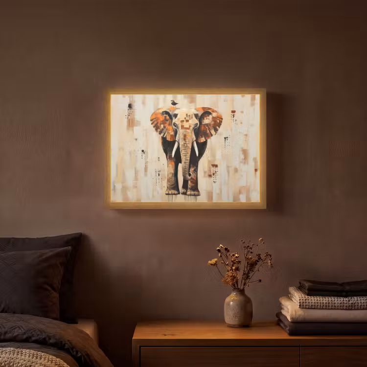 Lightbox - Wandlamp - Olifant - Slurf - Mozaïek - Abstract — 3