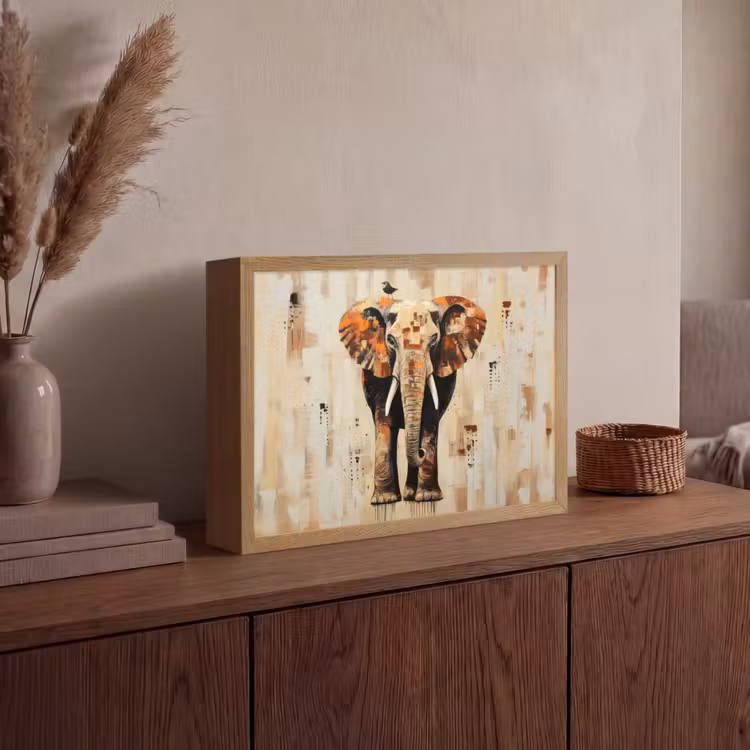 Lightbox - Wandlamp - Olifant - Slurf - Mozaïek - Abstract — 4