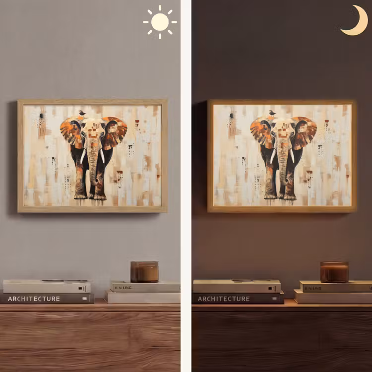Lightbox - Wandlamp - Olifant - Slurf - Mozaïek - Abstract — 6