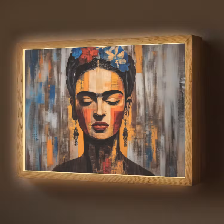Lightbox - Wandlamp - Portret - Vrouw - Bloemen — 1
