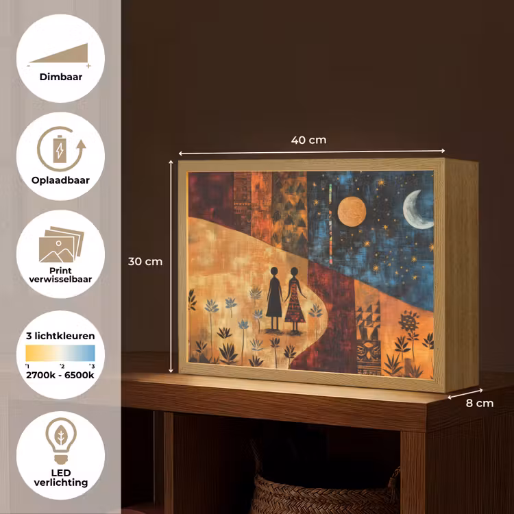 Lightbox - Wandlamp - Silhouetten - Abstract - Zon - Maan — 10