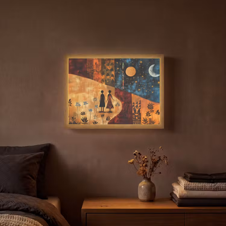 Lightbox - Wandlamp - Silhouetten - Abstract - Zon - Maan — 3