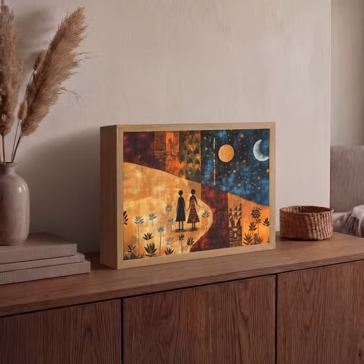 Lightbox - Wandlamp - Silhouetten - Abstract - Zon - Maan — 4