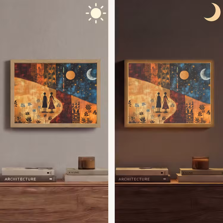 Lightbox - Wandlamp - Silhouetten - Abstract - Zon - Maan — 6