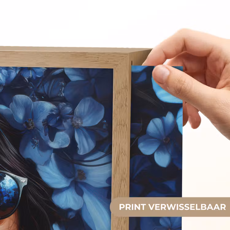 Lightbox - Wandlamp - Vrouw - Blauw - Bloemen - Vlinders - Natuur — 5