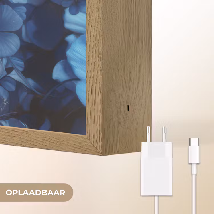 Lightbox - Wandlamp - Vrouw - Blauw - Bloemen - Vlinders - Natuur — 7