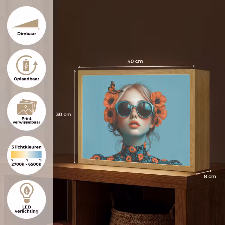 Lightbox - Wandlamp - Vrouw - Blauw - Vlinder - Bloemen - Aesthetic — 10