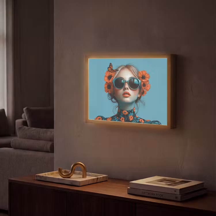 Lightbox - Wandlamp - Vrouw - Blauw - Vlinder - Bloemen - Aesthetic — 2