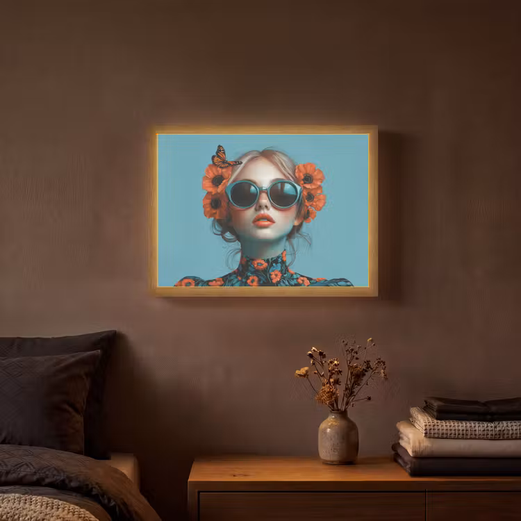Lightbox - Wandlamp - Vrouw - Blauw - Vlinder - Bloemen - Aesthetic — 3