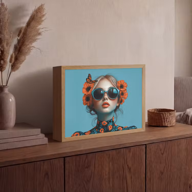 Lightbox - Wandlamp - Vrouw - Blauw - Vlinder - Bloemen - Aesthetic — 4