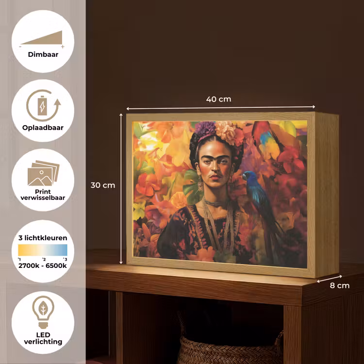 Lightbox - Wandlamp - Vrouw - Bloemen - Papegaai - Schilderachtig — 10