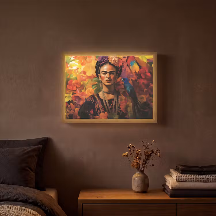 Lightbox - Wandlamp - Vrouw - Bloemen - Papegaai - Schilderachtig — 3