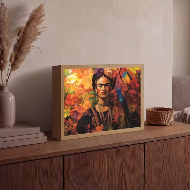 Lightbox - Wandlamp - Vrouw - Bloemen - Papegaai - Schilderachtig — 4