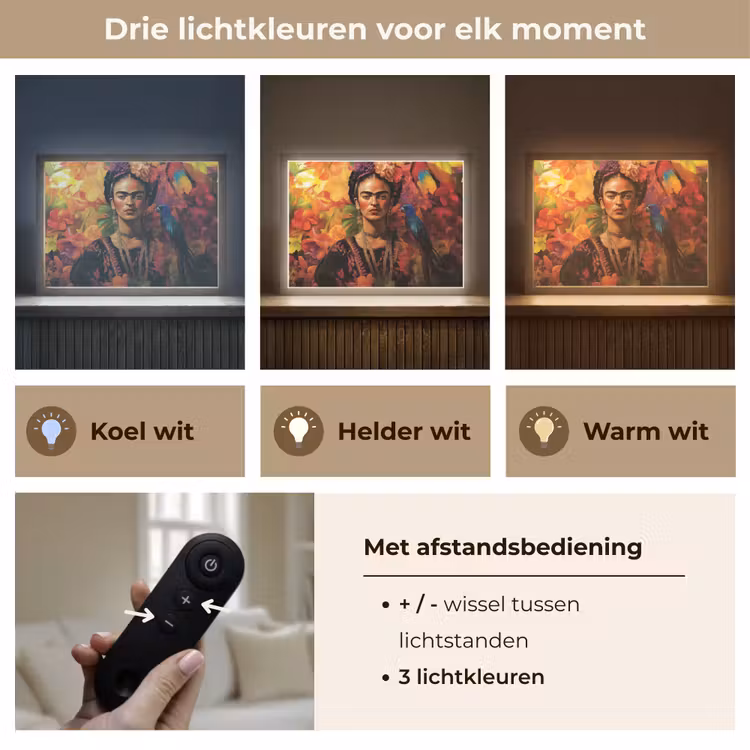Lightbox - Wandlamp - Vrouw - Bloemen - Papegaai - Schilderachtig — 8