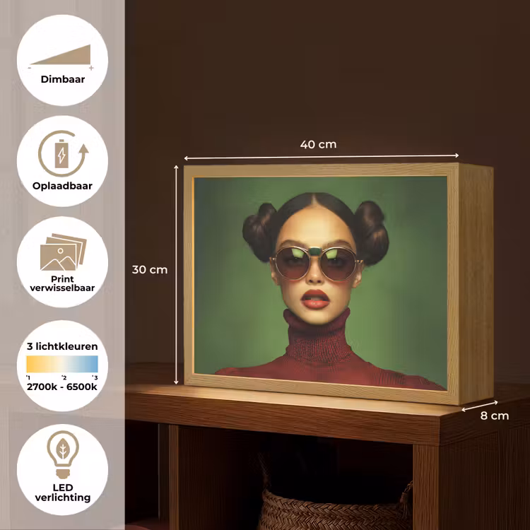 Lightbox - Wandlamp - Vrouw - Groen - Bril - Aesthetic - Modern — 10