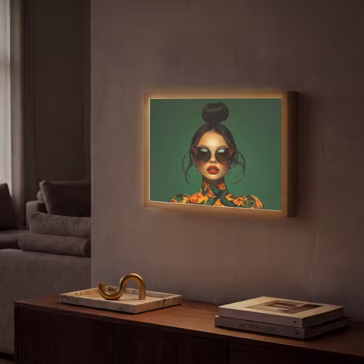 Lightbox - Wandlamp - Vrouw - Groen - Modern - Bril - Abstract — 2
