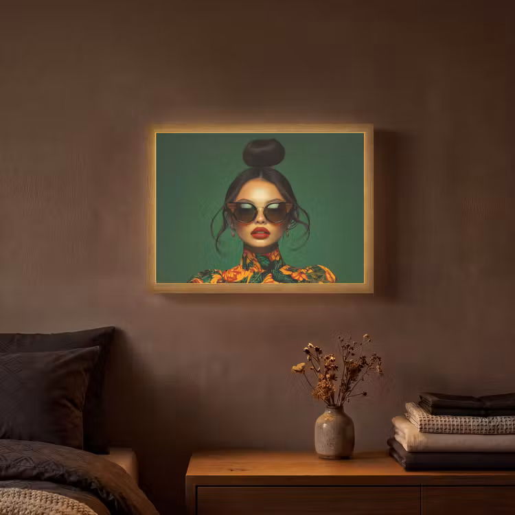 Lightbox - Wandlamp - Vrouw - Groen - Modern - Bril - Abstract — 3