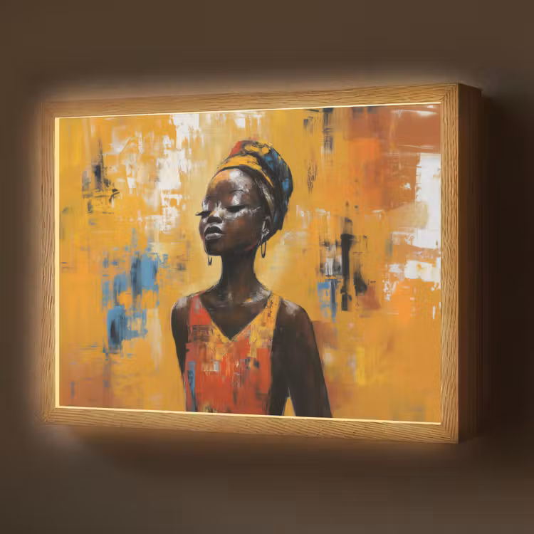 Lightbox - Wandlamp - Vrouw - Ogen - Penseelstreken - Geel — 1