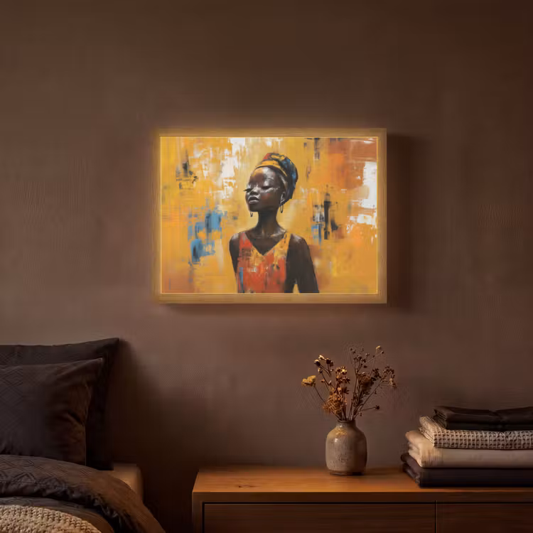 Lightbox - Wandlamp - Vrouw - Ogen - Penseelstreken - Geel — 3